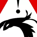 Graffiti „Achtung: Vogel im Blindflug!“